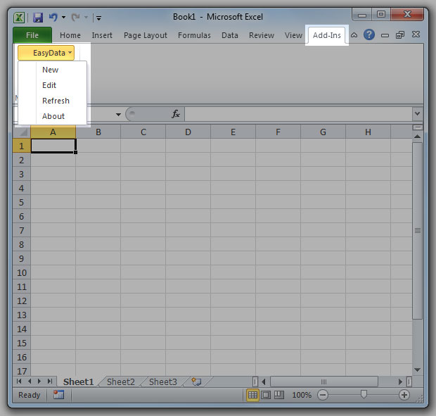 Excel Add-Ins Menu with EasyData